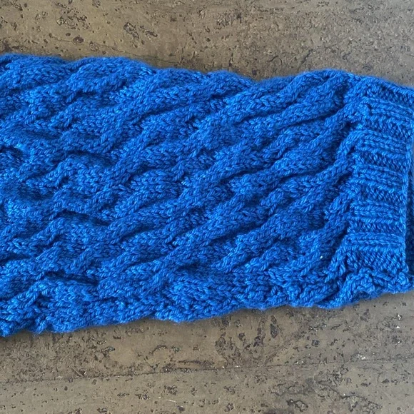 Handmade 100% wool blue chunky cable knit crew neckline pullover sweater! Sz 2XL - Picture 8 of 13